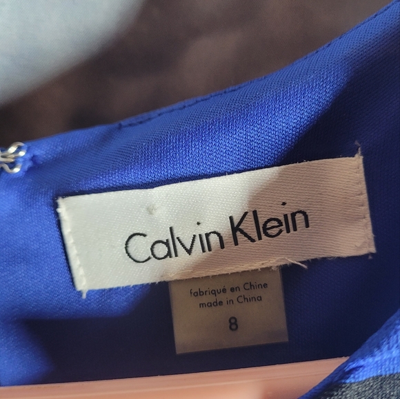 Ladies Calvin Klein blue black electric sleeveless dress - Picture 3 of 9